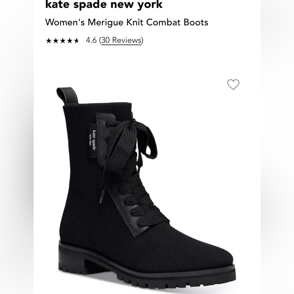 Kate Spade Merigue Lug Sole Knit Combat Boots Size 8, EUC